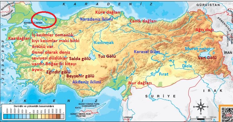 Türkiye Fiziki Haritası şehirsiz