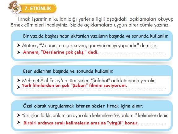 3. sınıf İlke Yayınları Türkçe ders kitabı cevapları sayfa 247