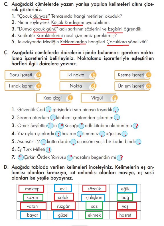 3. sınıf İlke Yayınları Türkçe ders kitabı cevapları sayfa 265