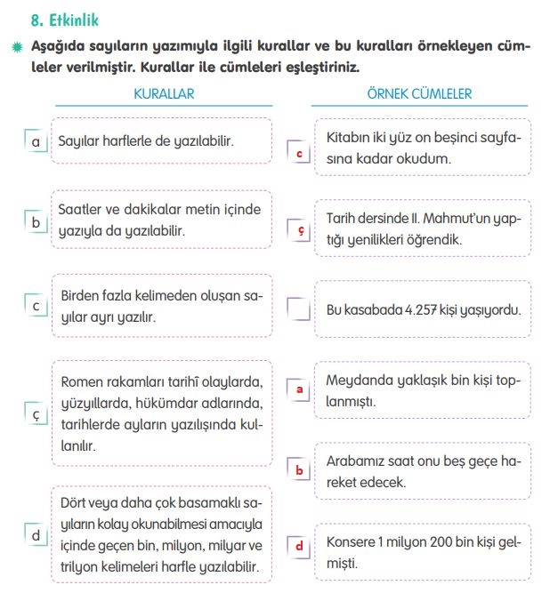 4. Sınıf Tuna Yayınları Türkçe ders kitabı cevapları sayfa 185