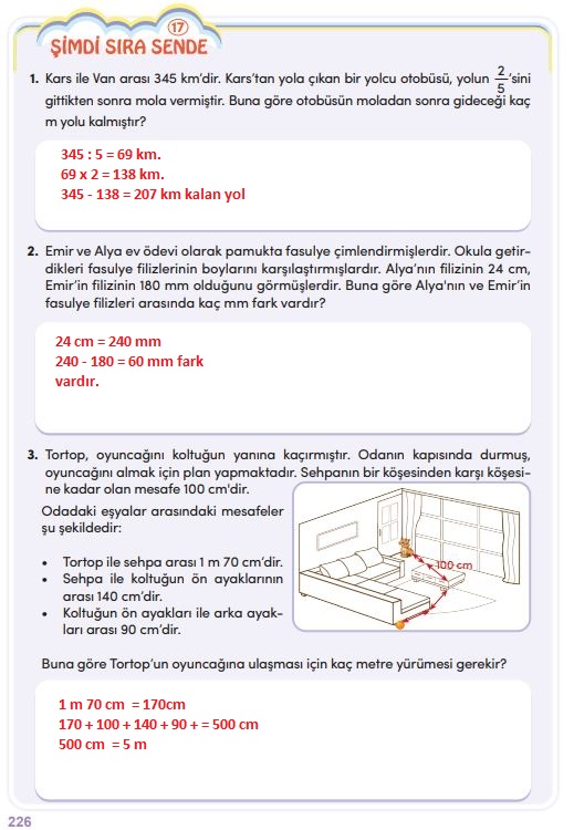 4. sınıf meb yayınları matematik ders kitabı sayfa 226 cevapları