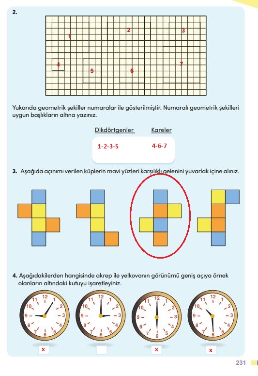 4. sınıf meb yayınları matematik ders kitabı sayfa 231 cevapları