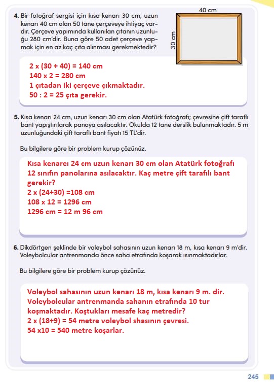 4. sınıf meb yayınları matematik ders kitabı sayfa 245 cevapları