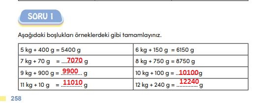 4. sınıf meb yayınları matematik ders kitabı sayfa 258 cevapları