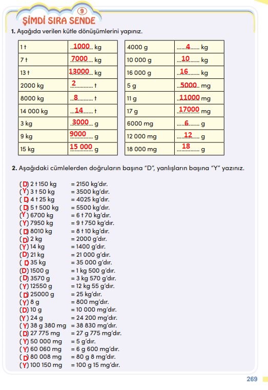 4. sınıf meb yayınları matematik ders kitabı sayfa 269 cevapları