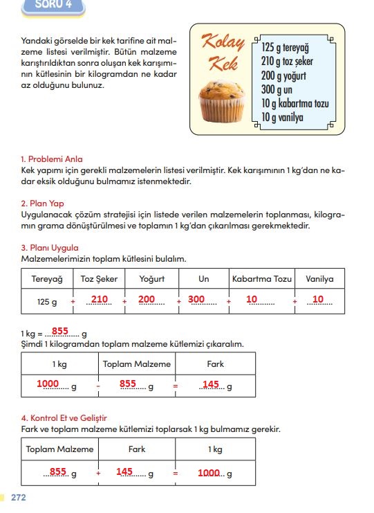 4. sınıf meb yayınları matematik ders kitabı sayfa 272 cevapları