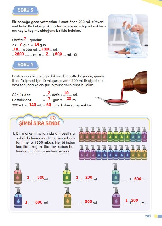 4. sınıf meb yayınları matematik ders kitabı sayfa 281 cevapları