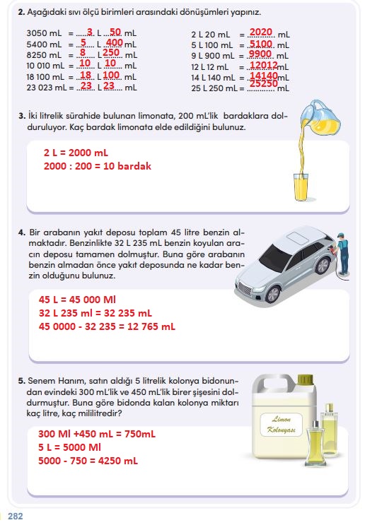 4. sınıf meb yayınları matematik ders kitabı sayfa 282 cevapları