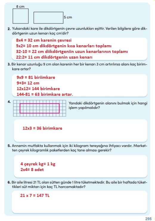 4. sınıf meb yayınları matematik ders kitabı sayfa 295 cevapları