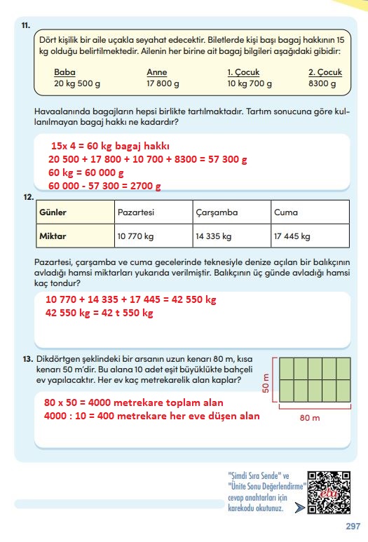 4. sınıf meb yayınları matematik ders kitabı sayfa 297 cevapları