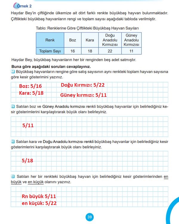 5. sınıf matematik ders kitabı sayfa 39 cevapları 2. kitap