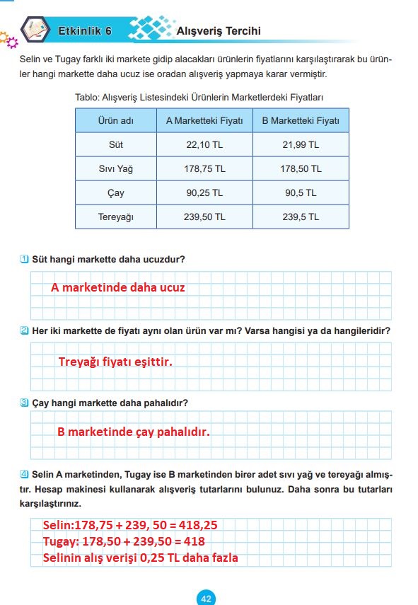 5. sınıf matematik ders kitabı sayfa 42 cevapları 2. kitap