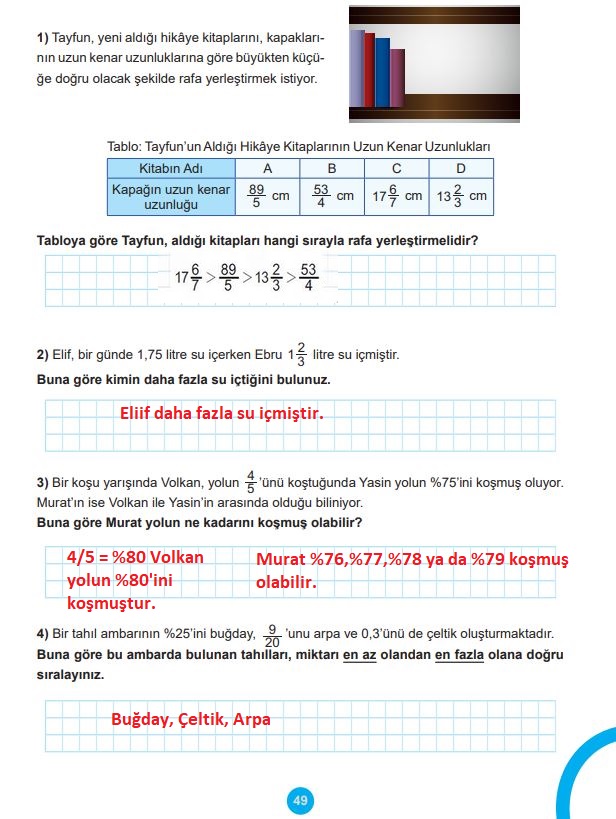 5. sınıf matematik ders kitabı sayfa 49 cevapları 2. kitap