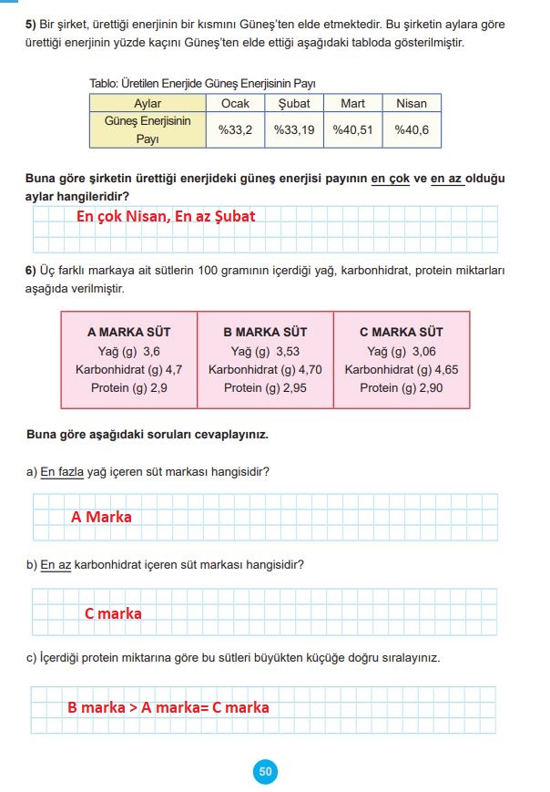 5. sınıf matematik ders kitabı sayfa 50 cevapları 2. kitap