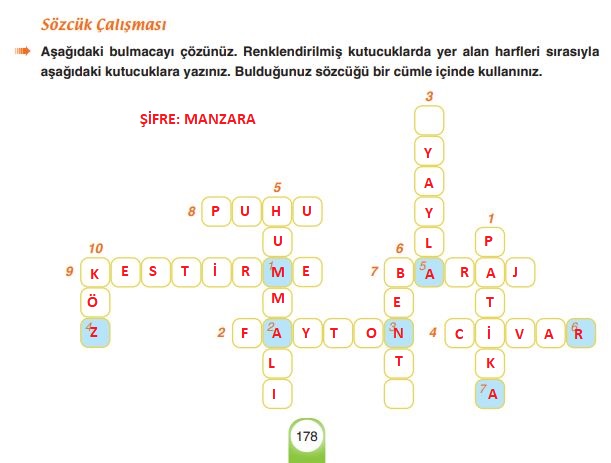 6. sınıf türkçe ders kitabı cevapları sayfa 178 yıldırım yayınları