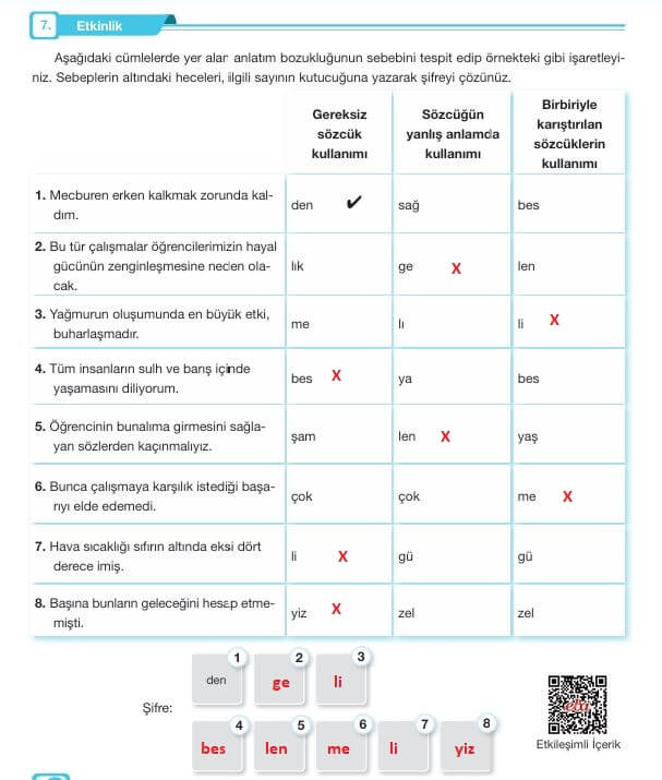 7. sınıf özgün yayınları türkçe ders kitabı cevapları sayfa 203